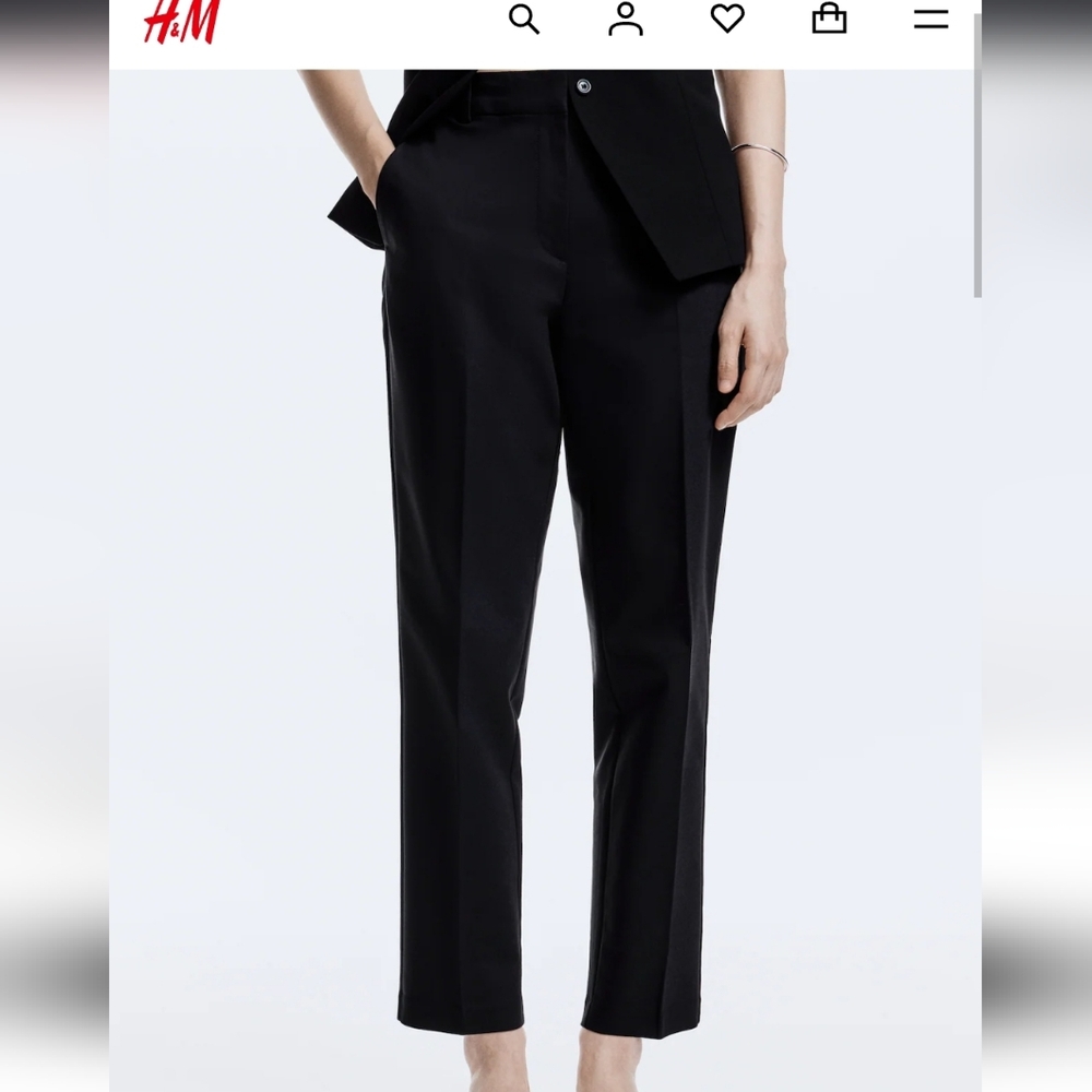 H&M Black Ankle-Length Slim Trousers